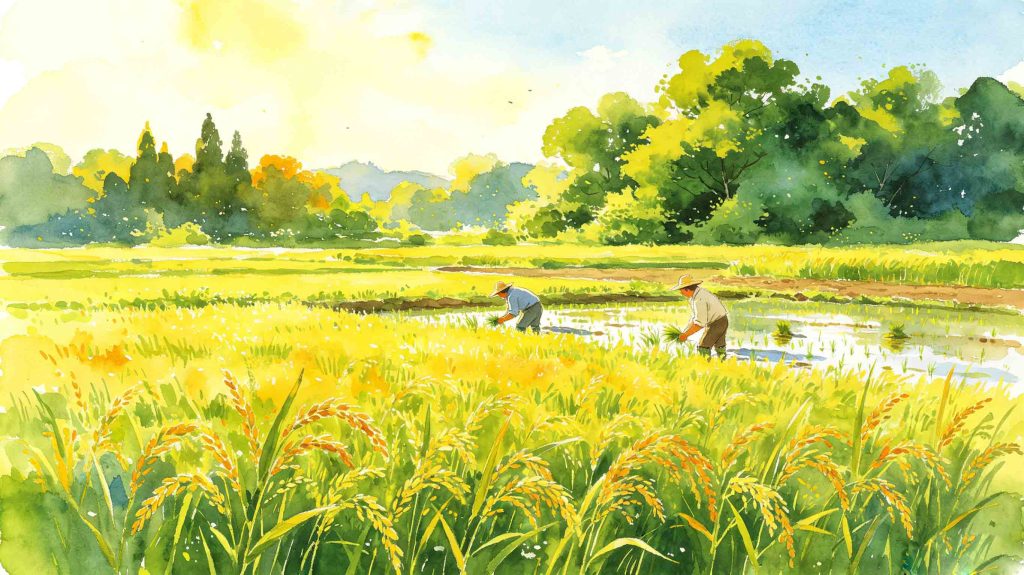Bright summer landscape featuring lush plants for Minor Heat solar term
