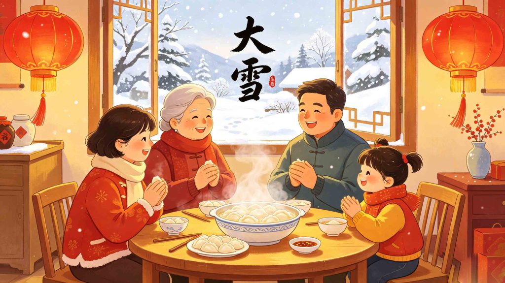 Major Snow Daxue solar term with cold winter scenery and snow-covered landscape