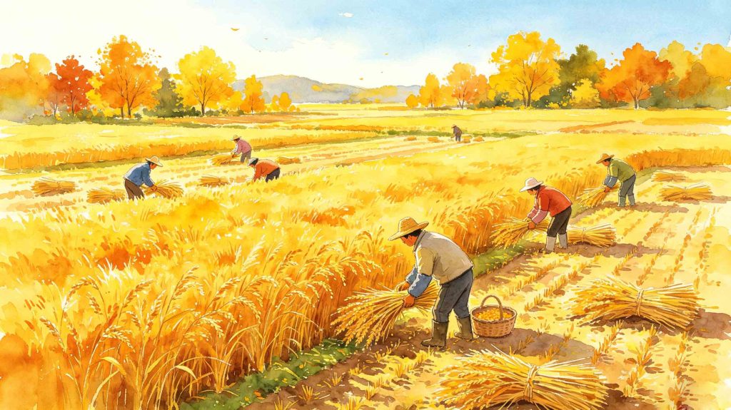 Bright autumn scenery showing equal day and night, iconic view for Autumn Equinox solar term