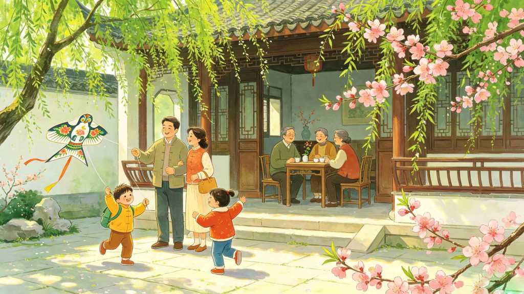 Vibrant blooming nature scenery for Start of Spring, one of China's 24 solar terms