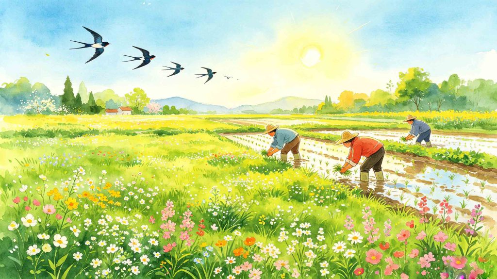 Bright blooming spring scenery for Spring Equinox, one of China's 24 solar terms