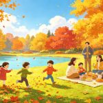 Vivid scene of traditional harvest celebrations and folk activities on Autumn Equinox