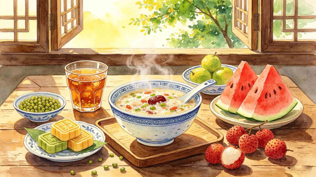 Colorful assortment of classic seasonal dishes for Minor Heat
