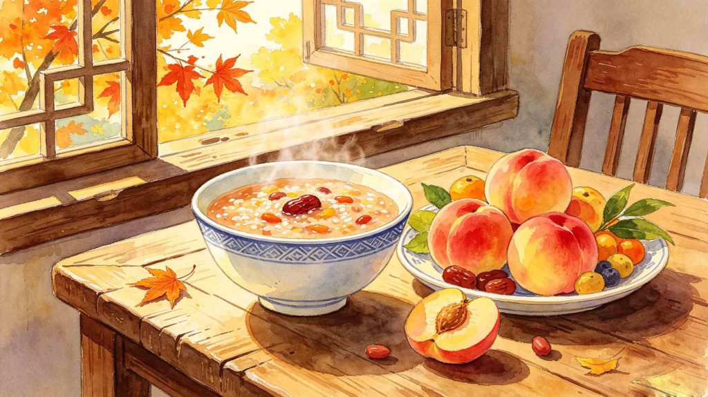 Vivid display of characteristic seasonal delicacies for Start of Autumn solar term