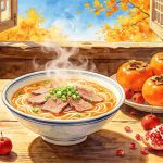 Colorful assortment of warm nourishing dishes for health care during Frost Descent