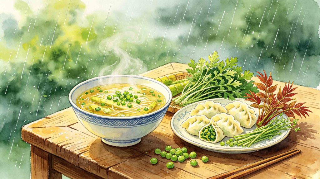 Vivid display of special seasonal foods for Awakening of Insects solar term