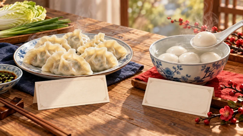 Separate jiaozi and tangyuan dishes on a comparison table